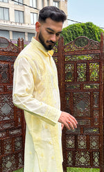 Load image into Gallery viewer, Men's Lucknowi Handcrafted Cotton Chikankari Kurta - HONC0315400