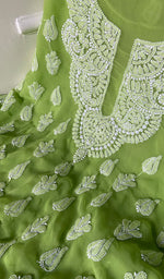 将图像加载到图库查看器中, Women's Lucknowi Handcrafted Faux-Georgette Chikankari Suit Material - HONC0263013
