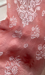Load image into Gallery viewer, Women's Lakhnavi Handcrafted Pure Organza Chikankari Unstitched Kurta And Dupatta Set- HONC031470