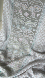 Load image into Gallery viewer, Women's Lucknowi Handcrafted Viscose Georgette Unstitched Chikankari Kurta And Dupatta Set - HONC0271321