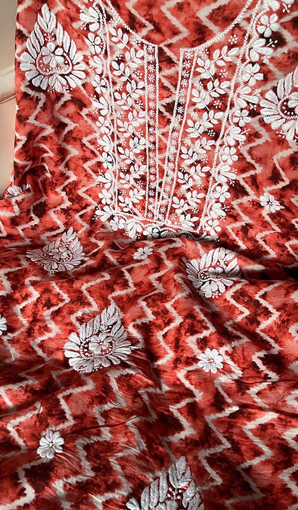 Women's Lakhnavi Handcrafted Cotton Chikankari Unstitched Kurti Fabric - HONC0268849