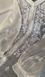 Load image into Gallery viewer, Women's Lakhnavi Handcrafted Semi Stitched Pure Organza Chikankari Top - HONC0216804