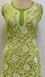 Load image into Gallery viewer, Women's Lucknowi Handcrafted Faux-Georgette Chikankari Top- HONC0140438