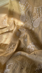 将图像加载到图库查看器中, Women's Lakhnavi Handcrafted Tissue Chanderi Unstitched Kurta And Dupatta Set - HONC0282349