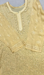 将图像加载到图库查看器中, Women's Lakhnavi Handcrafted Viscose Georgette Chikankari Kurti - HONC0204861
