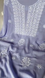 Load image into Gallery viewer, Women's Lakhnavi Handcrafted Modal Cotton Chikankari Unstitched Kurti Fabric - HONC0261065