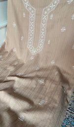 将图像加载到图库查看器中, Aarya Lucknowi Handcrafted Cotton Unstitched Chikankari Unstitched Unisex Kurta Fabric - HONC0646463