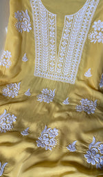 将图像加载到图库查看器中, Simran Women's Lakhnavi Handcrafted Modal Cotton Chikankari Unstitched Kurti Fabric - HONC0261059