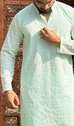 Load image into Gallery viewer, Men's Faux-Georgette Hakoba Kurta - HONC0261832