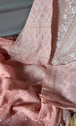 Load image into Gallery viewer, Women's Lakhnavi Handcrafted Mul Chanderi Semi - Stitched Anarkali And Dupatta Set - HONC0305927