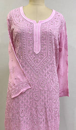 将图像加载到图库查看器中, Women's Lakhnavi Handcrafted Viscose Georgette Chikankari Kurti - HONC0204866