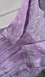 将图像加载到图库查看器中, Saziya Women's Lakhnavi Handcrafted Mul Chanderi Semi - Stitched Kurta And Dupatta Set - HONC0333512