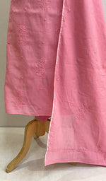 将图像加载到图库查看器中, Women's Lakhnavi Handcrafted Chanderi Silk Chikankari Full Suit Material - HONC0173440
