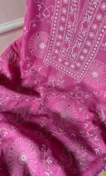Load image into Gallery viewer, Women's Lakhnavi Handcrafted Maheshwari Mul Chanderi Kurta And Dupatta Set - HONC0275136