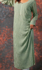 Load image into Gallery viewer, Fareeha Women's Lakhnavi Handcrafted Viscose Georgette Chikankari Kurti - HONC0318838