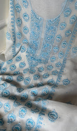 Load image into Gallery viewer, Eshal Women's Lakhnavi Handcrafted Mul Chanderi Unstitched Kurta And Dupatta Set - HONC0284790