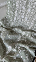 Load image into Gallery viewer, Women's Lakhnavi Handcrafted Mul Chanderi Unstitched Kurta And Dupatta Set - HONC0298042