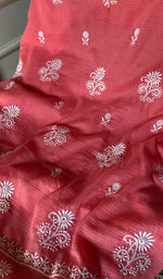 Load image into Gallery viewer, ‹› Women's Lucknowi Handcrafted Kota Cotton Chikankari Unstitched Kurta And Dupatta Set - HONC0340092