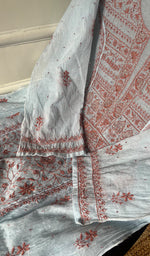 Load image into Gallery viewer, Women's Lakhnavi Handcrafted Mul Chanderi Semi - Stitched Kurta And Dupatta Set - HONC0277638