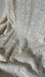 Load image into Gallery viewer, Women's Lakhnavi Handcrafted Munga Silk Chikankari Kurta And Dupatta Set- HONC0256730