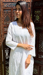 将图像加载到图库查看器中, Women's Lucknowi Handcrafted Modal Cotton Chikankari Kurti - HONC0283435