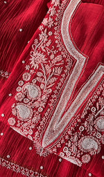 Load image into Gallery viewer, Maira Women's Lakhnavi Handcrafted Mul Chanderi Semi - Stitched Anarkali Kurta And Dupatta Set - HONC0251759