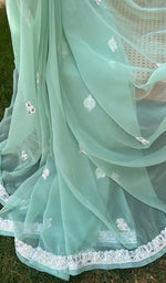 将图像加载到图库查看器中, Women's Lucknowi Handcrafted Faux-Georgette Chikankari Saree - HONC0195491