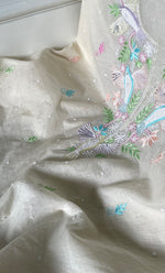 Load image into Gallery viewer, Chidiya Women's Lakhnavi Handcrafted Unstitched Mul Chanderi Kurta And Dupatta Set - HONC0323684