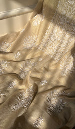 将图像加载到图库查看器中, Women's Lakhnavi Handcrafted Tissue Chanderi Unstitched Kurta And Dupatta Set - HONC0284690
