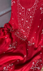 将图像加载到图库查看器中, Women's Lakhnavi Handcrafted Mul Chanderi Unstitched Chikankari Full Suit Material -HONC0272784