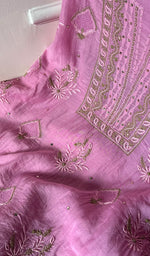 Load image into Gallery viewer, Women's Lakhnavi Handcrafted Mul Chanderi Unstitched Kurta And Dupatta Set - HONC0254132