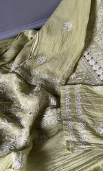 Load image into Gallery viewer, Women's Lakhnavi Handcrafted Mul Chanderi Semi - Stitched Kurta And Dupatta Set - HONC0270073