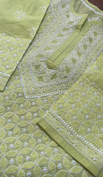 将图像加载到图库查看器中, Women's Lakhnavi Handcrafted Cotton Chikankari Kurti - HONC0274210