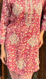 Load image into Gallery viewer, Shama Women's Lakhnavi Handcrafted Cotton Chikankari Kurta And Palazzo Set - HONC0250020