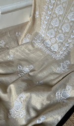 Load image into Gallery viewer, Women's Lakhnavi Handcrafted Tissue Chanderi Unstitched Kurta And Dupatta Set - HONC0278145