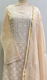 Load image into Gallery viewer, Women's Lakhnavi Handcrafted Mul Chanderi Semi - Stiched Kurta And Dupatta Set - HONC0154859