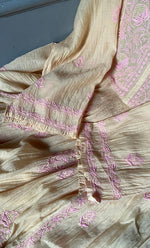 Load image into Gallery viewer, Women's Lakhnavi Handcrafted Mul Chanderi Semi - stitched Kurta And Dupatta Set- HONC0303409