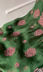 Load image into Gallery viewer, Women's Lakhnavi Handcrafted Pure Organza Chikankari Unstitched Kurta And Dupatta Set- HONC0311849