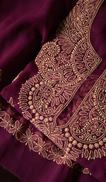 Load image into Gallery viewer, Alia Women's Lakhnavi Handcrafted Faux-Georgette Chikankari Semi-Stiched Suit Material - HONC0239597