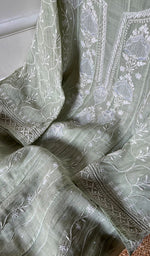 Load image into Gallery viewer, Laiba Women's Lakhnavi Handcrafted Mul Chanderi Semi - Stitched Anarkali And Dupatta Set - HONC0275212