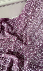 Load image into Gallery viewer, Women's Lakhnavi Handcrafted Pure Silk Georgette Chikankari Suit Material -  HONC0188582