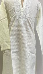 将图像加载到图库查看器中, Men's Lucknowi Handcrafted Cotton Chikankari Kurta - HONC0201099