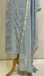 将图像加载到图库查看器中, Women's Lakhnavi Handcrafted Mul Chanderi Kurta And Dupatta Set - HONC0203881