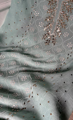 Load image into Gallery viewer, Women's Lakhnavi Handcrafted Mul Chanderi Unstitched Chikankari Full Suit Material - HONC0320708