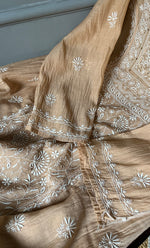 Load image into Gallery viewer, Women's Lakhnavi Handcrafted Mul Chanderi Semi - stitched Kurta And Dupatta Set- HONC0280973