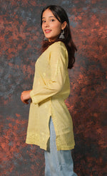 Load image into Gallery viewer, Women's Lakhnavi Handcrafted Cotton Chikankari Top - HONC0331498