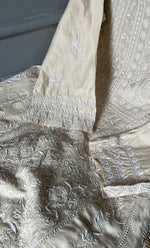 Load image into Gallery viewer, Women's Lakhnavi Handcrafted Munga Silk Semi - Stitched Chikankari Anarkali And Dupatta Set- HONC0283172