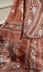 Load image into Gallery viewer, Women's Lakhnavi Handcrafted Mul Chanderi Semi - Stitched Anarkali And Dupatta Set - HONC0330159