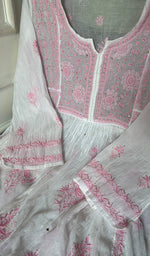 Load image into Gallery viewer, Women's Lakhnavi Handcrafted Mul Chanderi Semi - Stitchd Kurta And Dupatta Set - HONC0322120