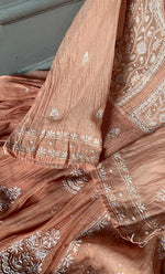 Load image into Gallery viewer, Women's Lakhnavi Handcrafted Mul Chanderi Semi - Stitched Kurta And Dupatta Set - HONC0309526